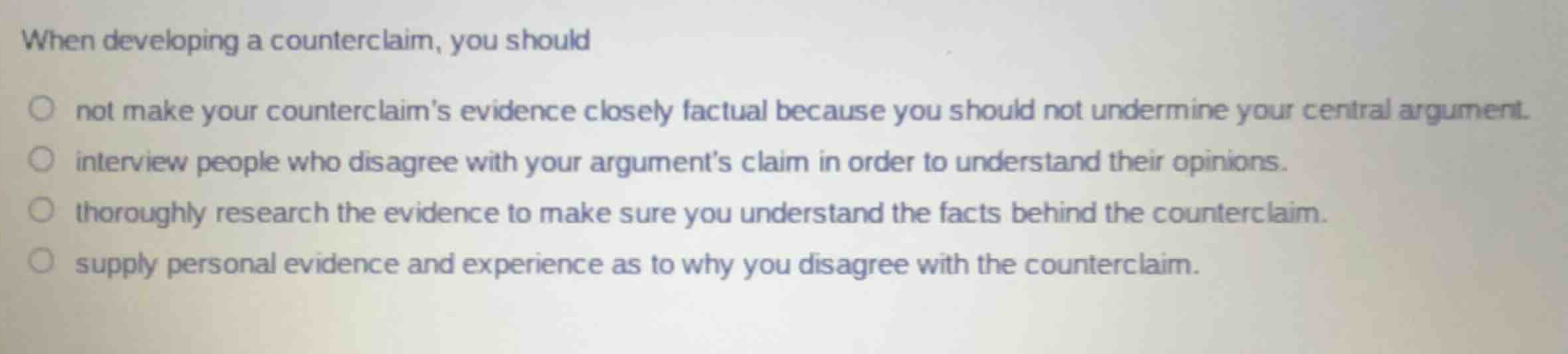 when developing a counterclaim, you should not make your counterclaims …