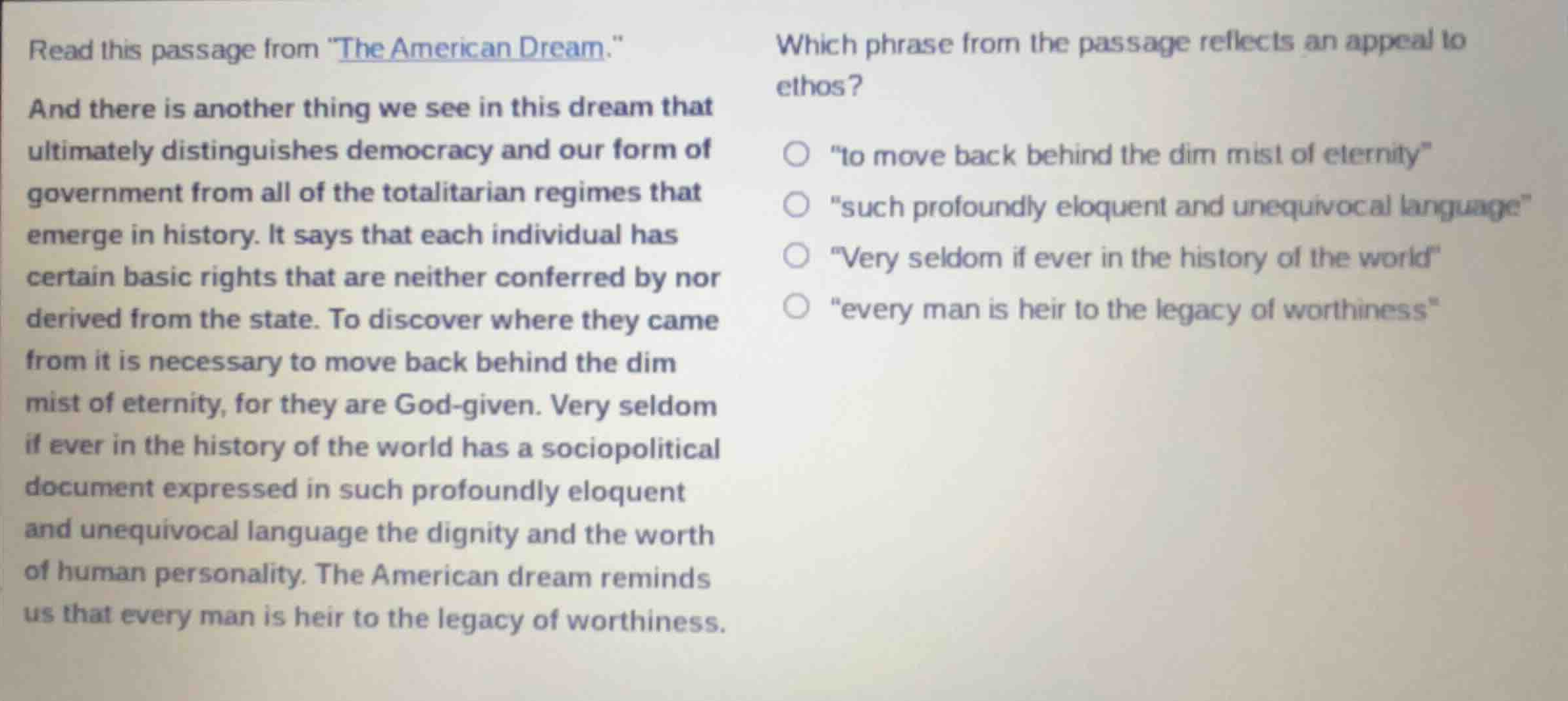 read this passage from \the american dream.\ and there is another thing…