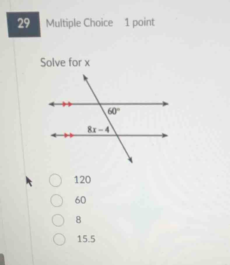 solve for x 120 60 8 15.5