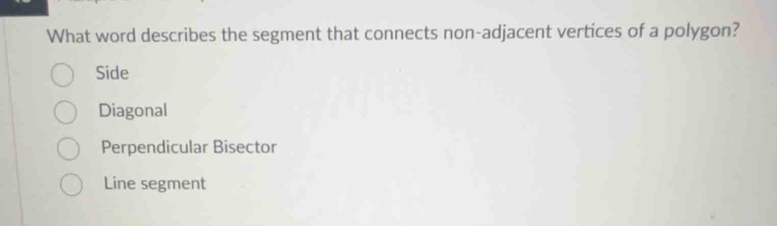 what word describes the segment that connects non-adjacent vertices of …