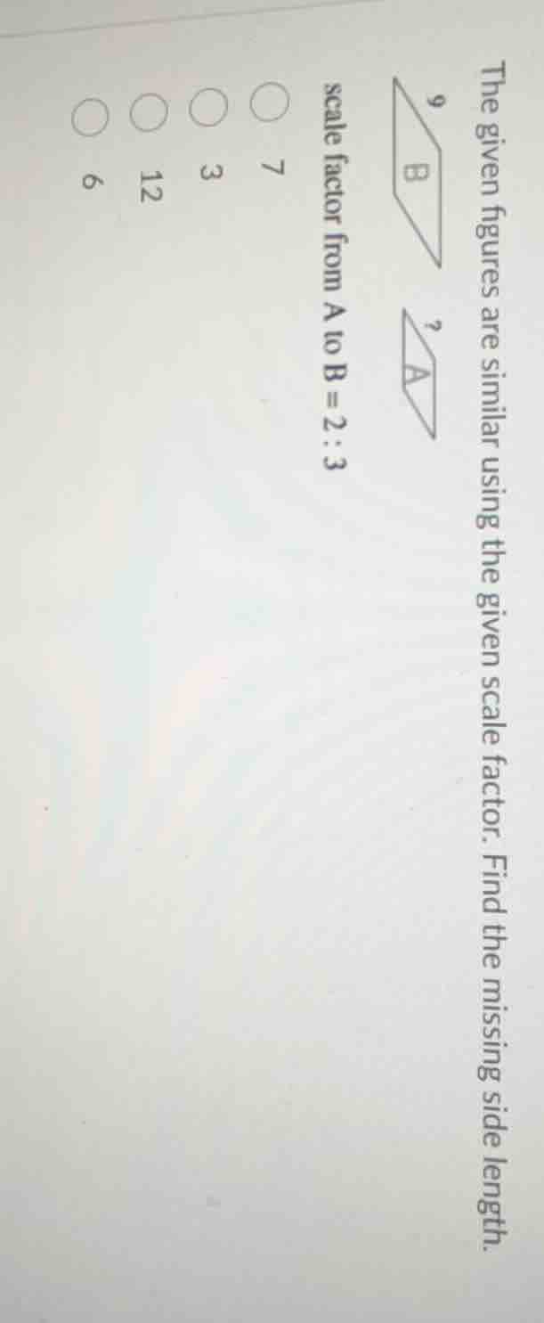 the given figures are similar using the given scale factor. find the mi…