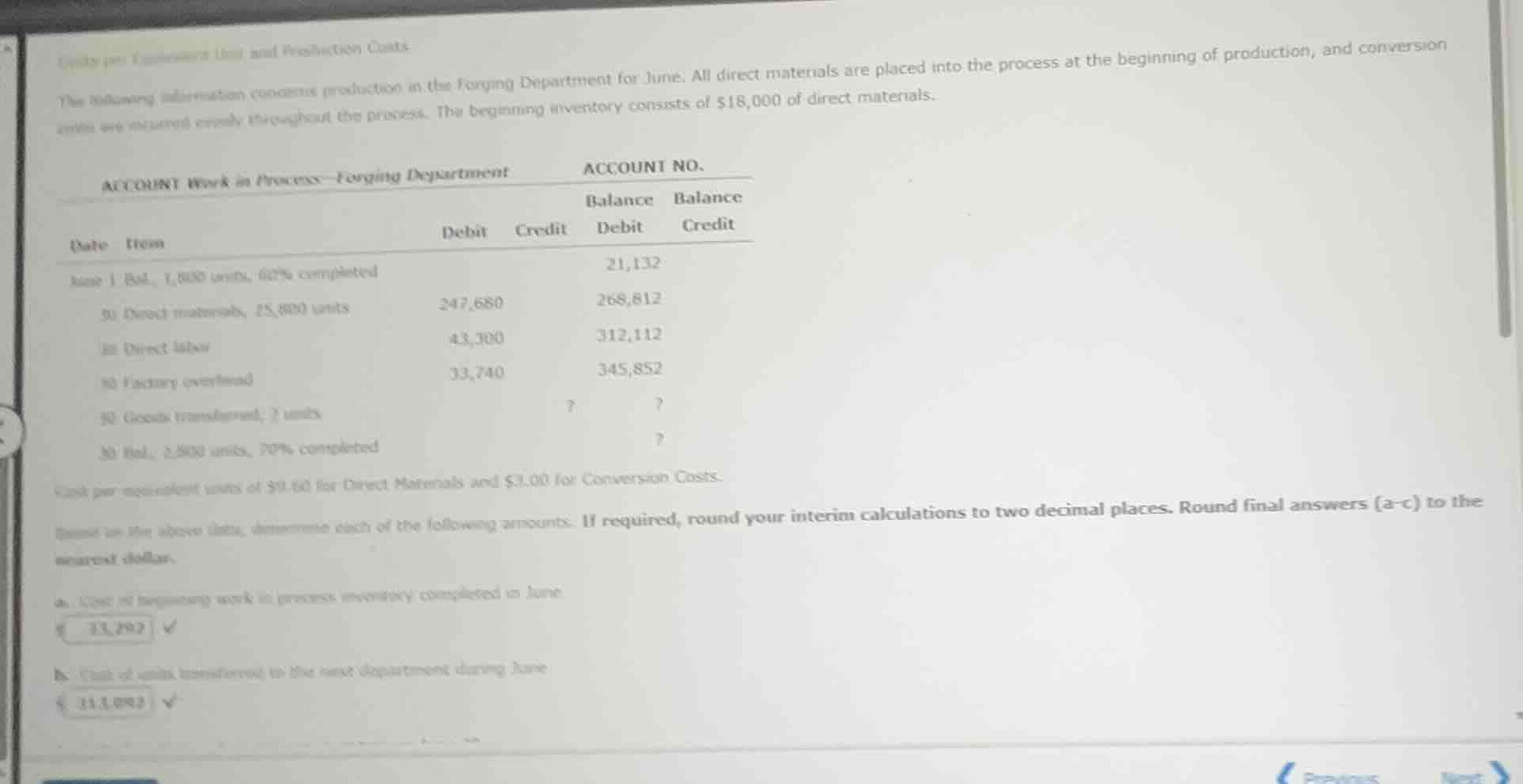 units per equivalent unit and production costs the following informatio…