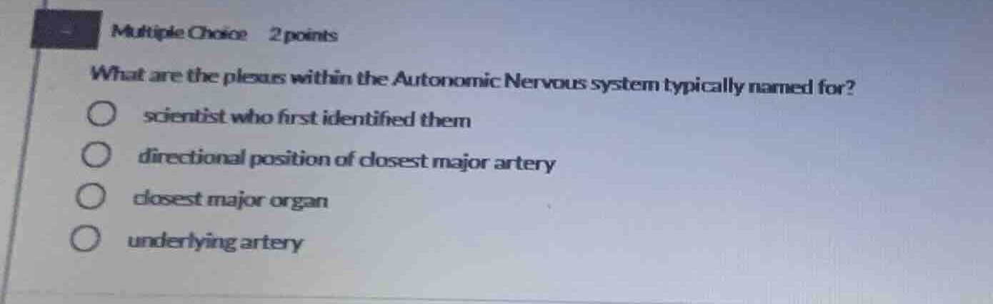 multiple choice 2 points what are the plexus within the autonomic nervo…