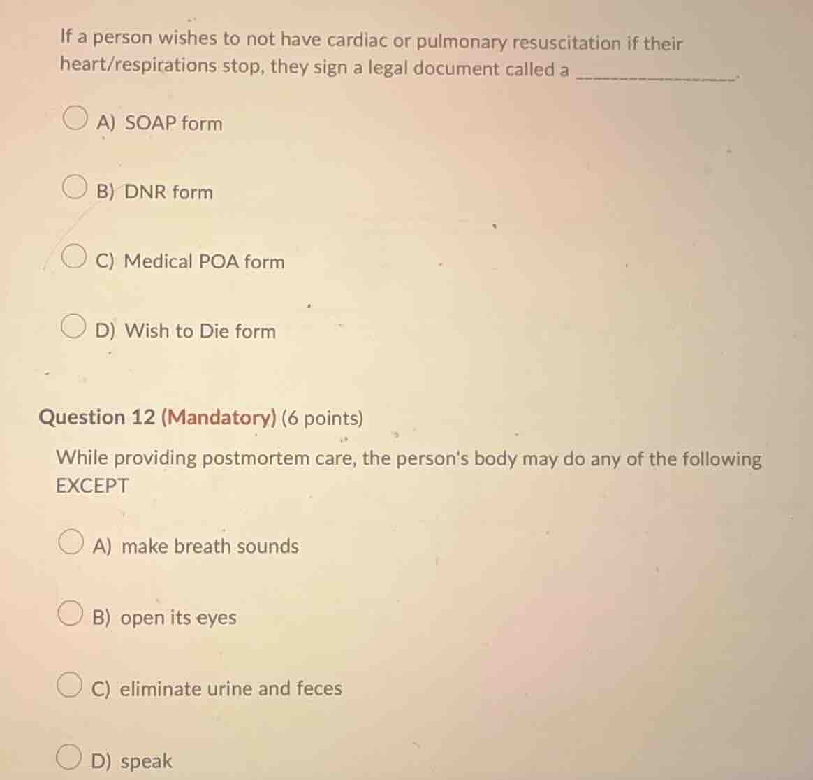 if a person wishes to not have cardiac or pulmonary resuscitation if th…