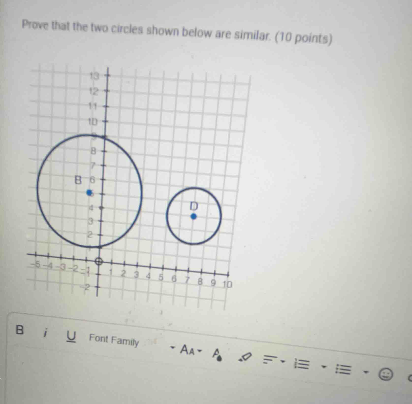 prove that the two circles shown below are similar. (10 points)