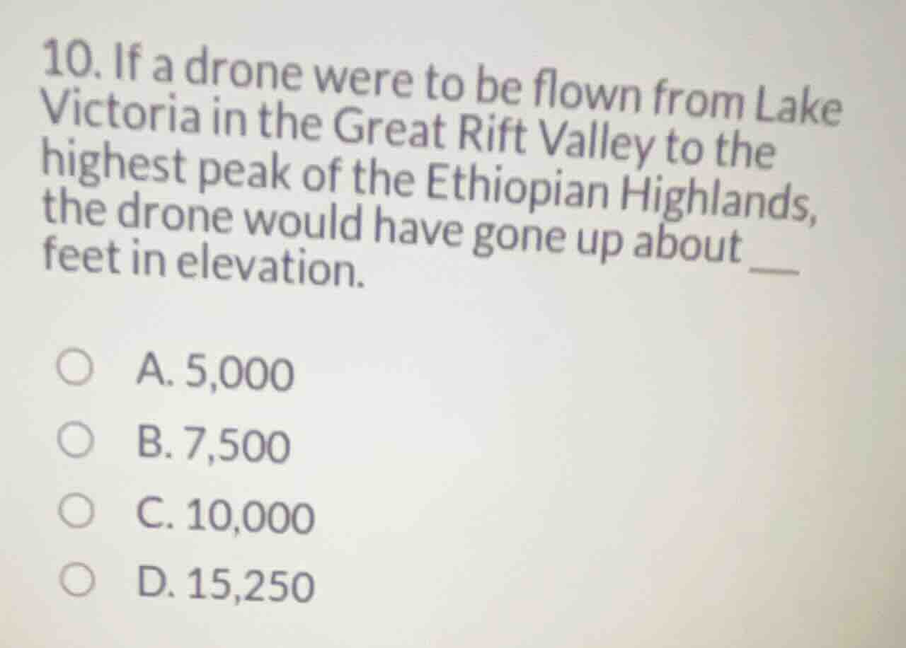 10. if a drone were to be flown from lake victoria in the great rift va…