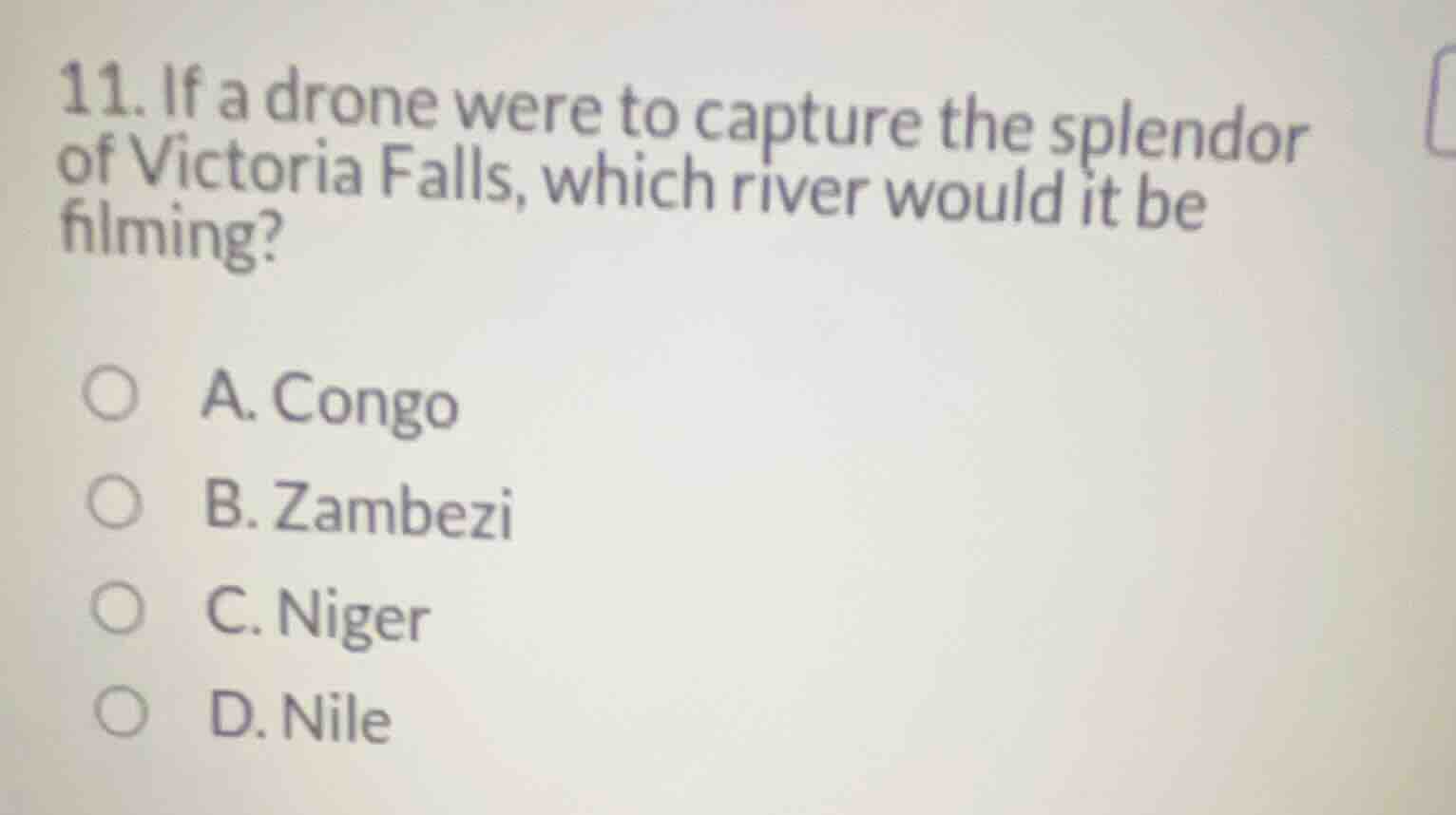 11. if a drone were to capture the splendor of victoria falls, which ri…