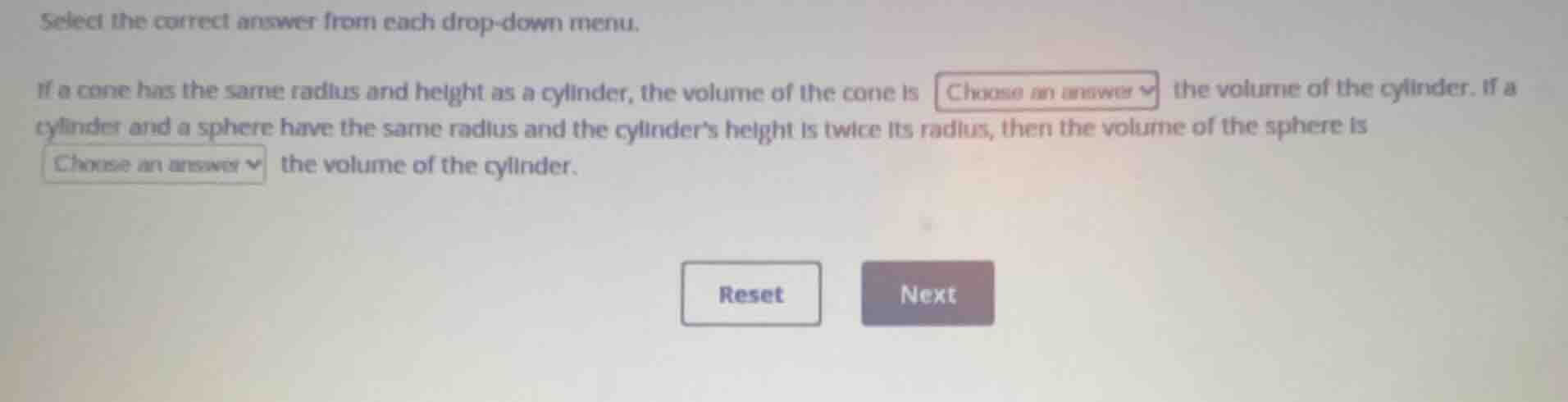 select the correct answer from each drop-down menu. if a cone has the s…