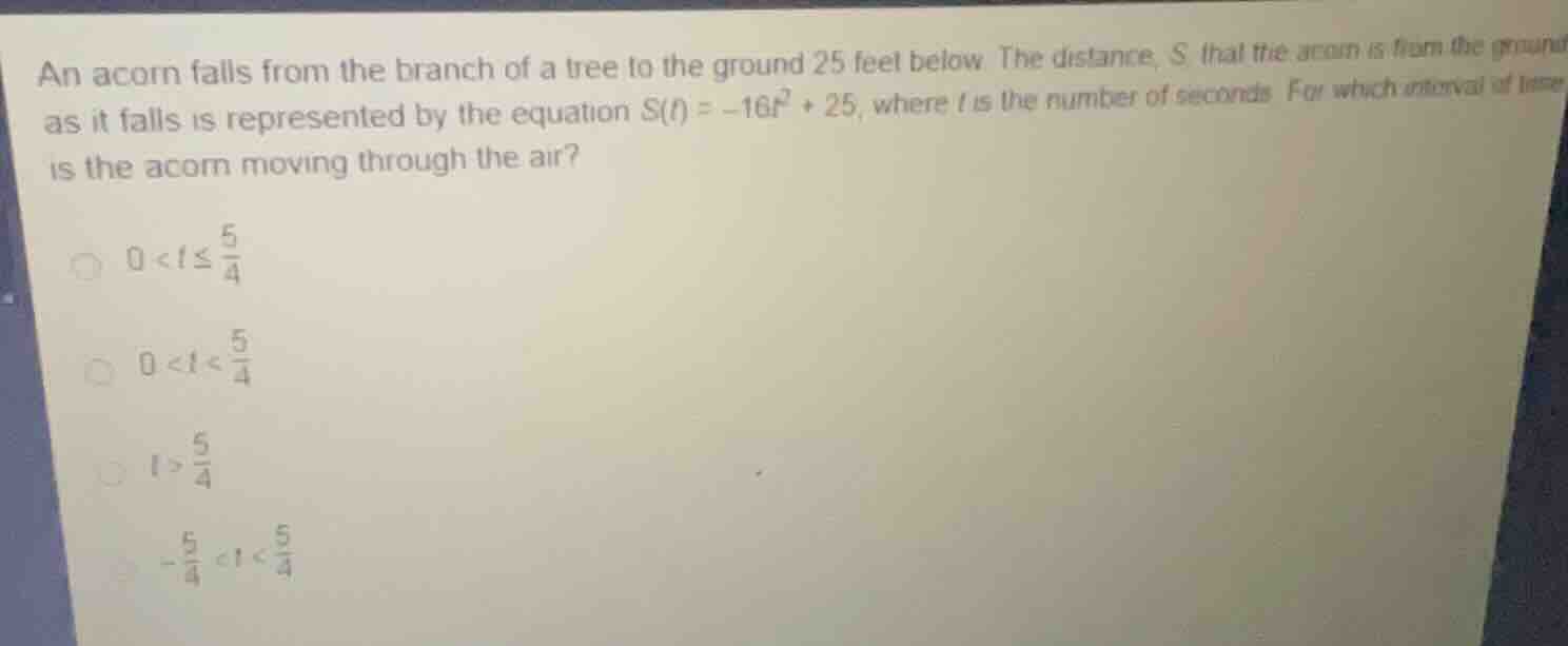 an acorn falls from the branch of a tree to the ground 25 feet below. t…