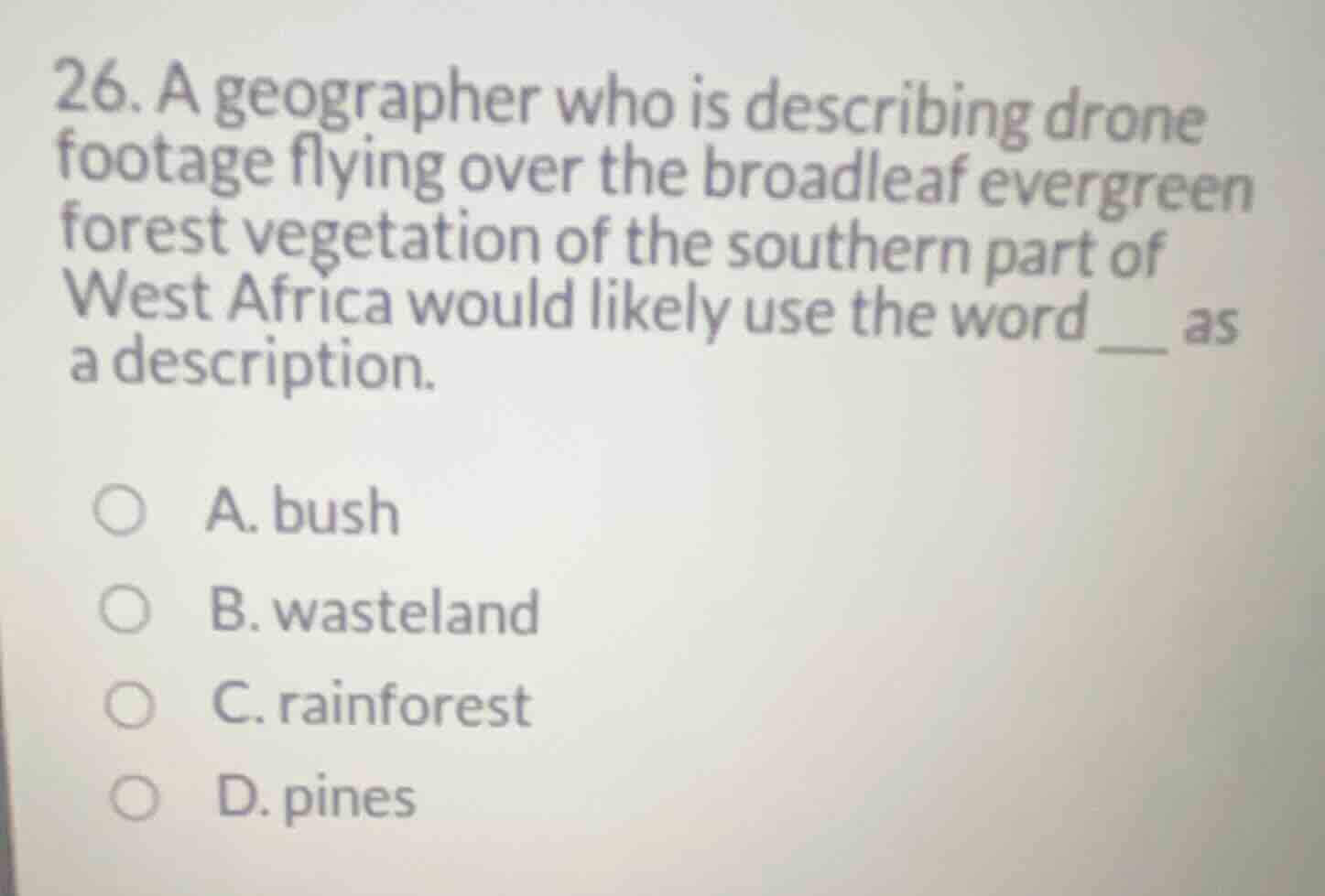 26. a geographer who is describing drone footage flying over the broadl…