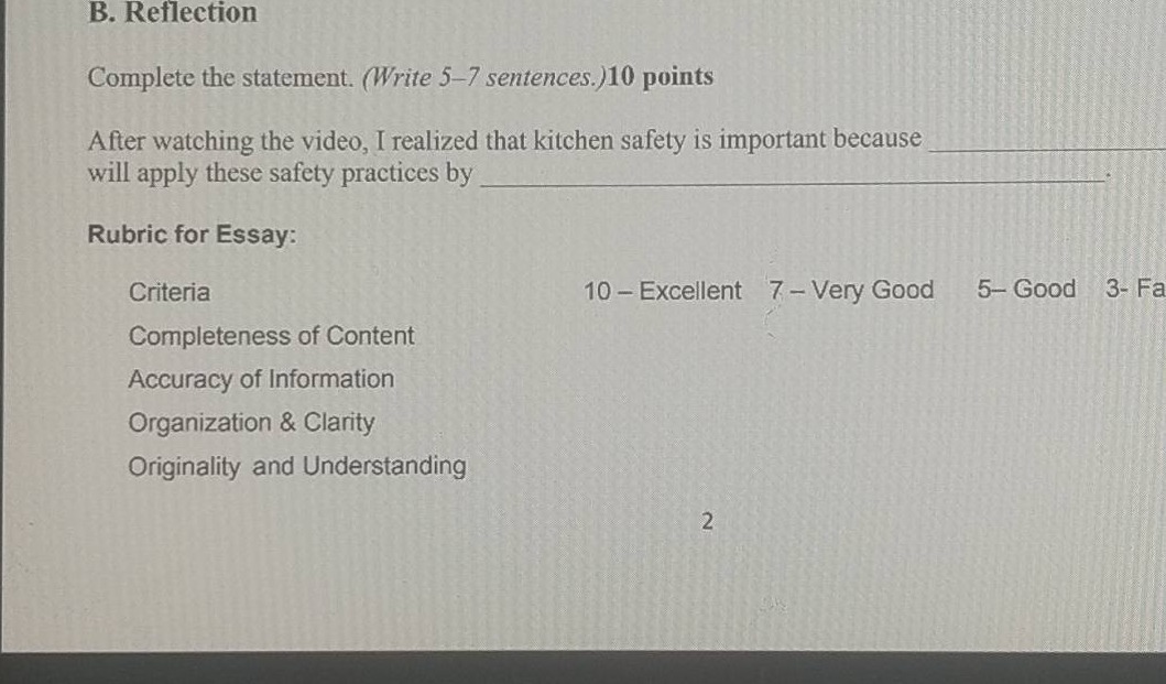 b. reflection complete the statement. (write 5-7 sentences.) 10 points …