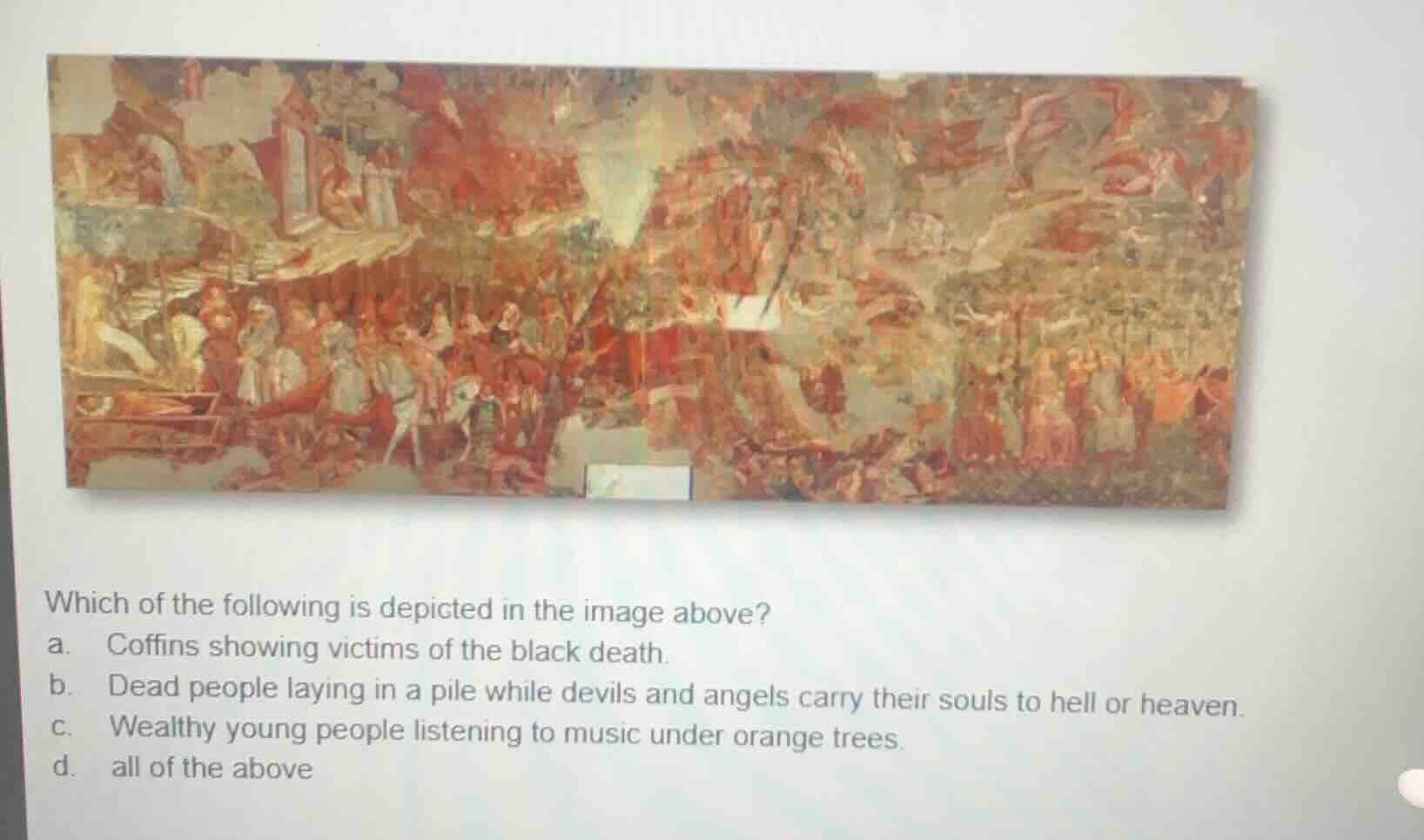 which of the following is depicted in the image above? a. coffins showi…