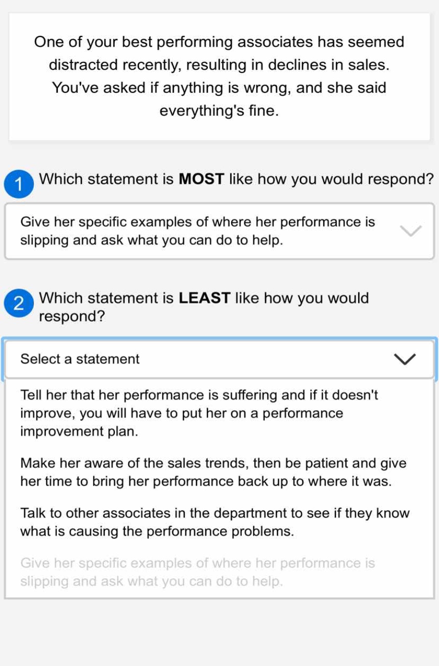 one of your best performing associates has seemed distracted recently, …