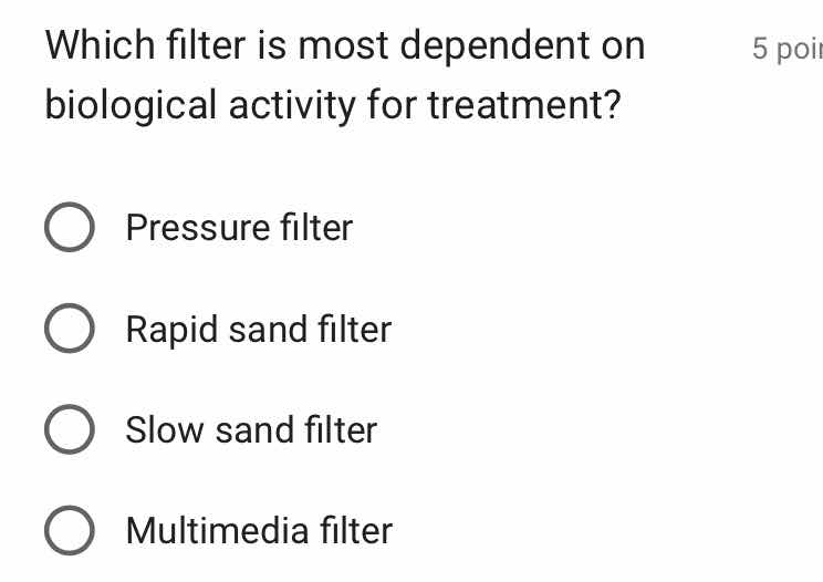 which filter is most dependent on biological activity for treatment? pr…
