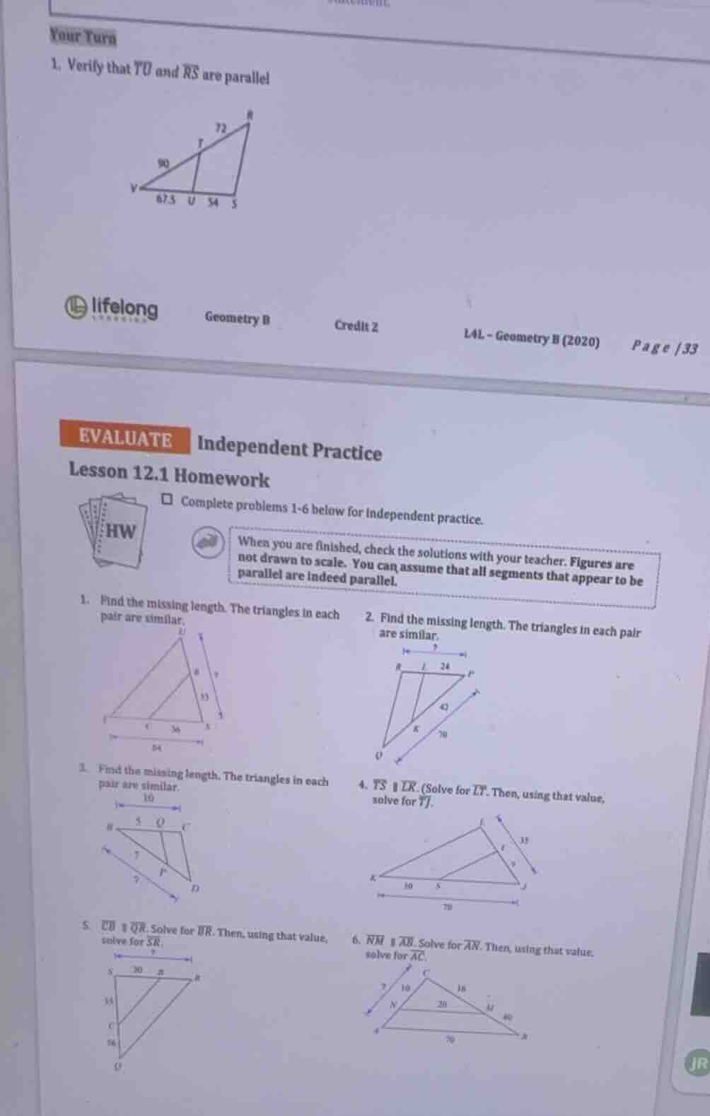 evaluate independent practice lesson 12.1 homework complete problems 1-…