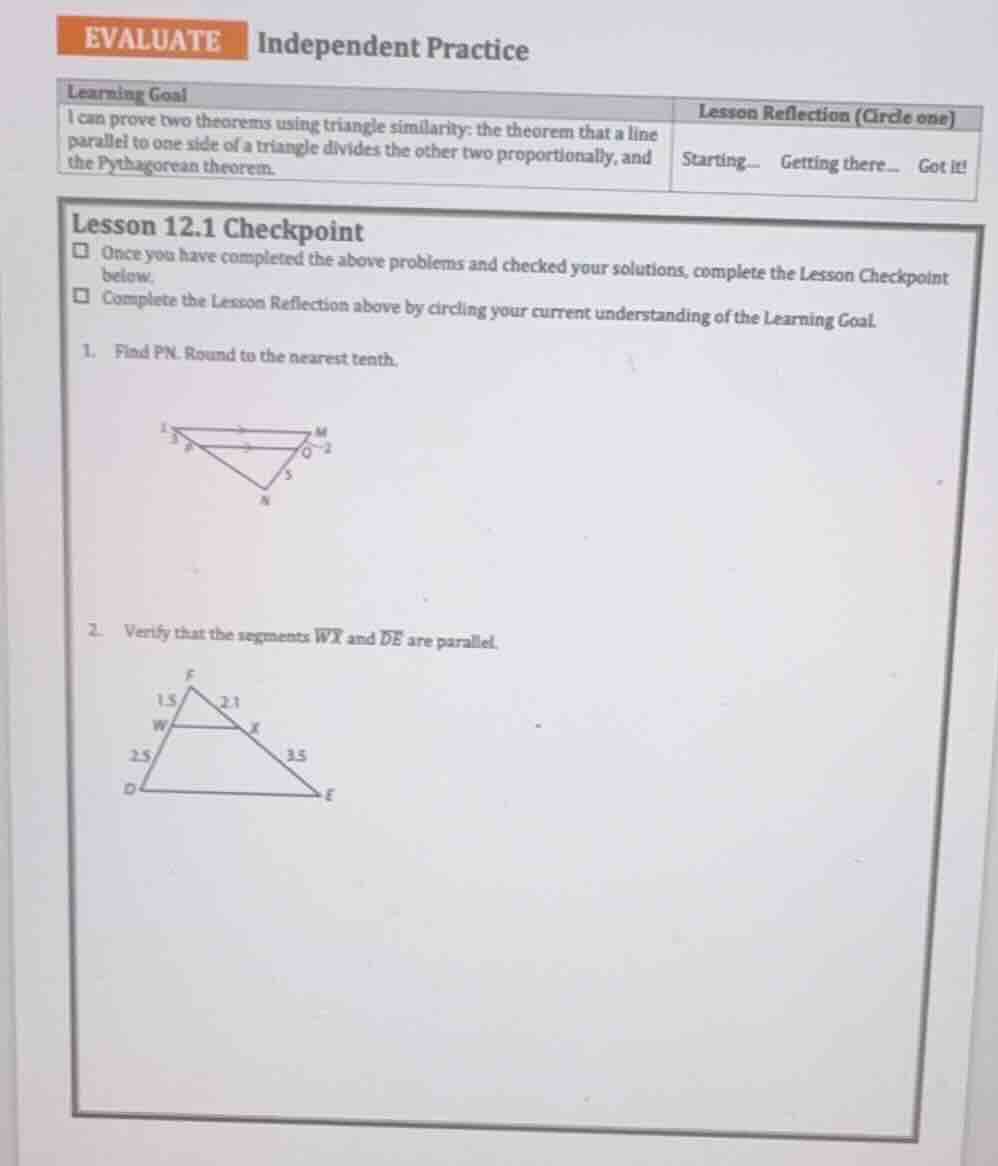 lesson 12.1 checkpoint 1. find pn. round to the nearest tenth. 2. verif…