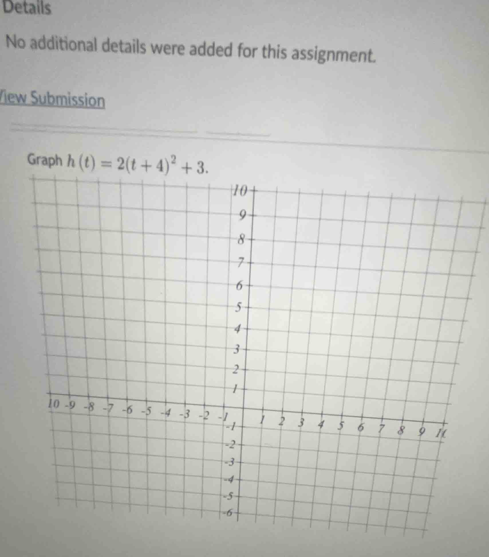 graph (h(t) = 2(t + 4)^2 + 3).