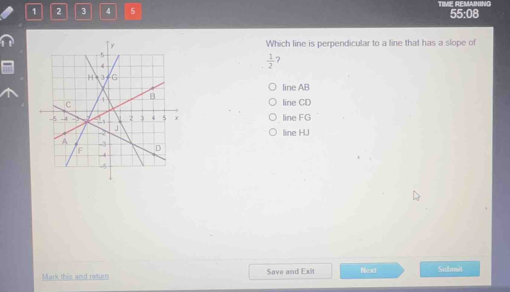 which line is perpendicular to a line that has a slope of \\(\\frac{1}{…