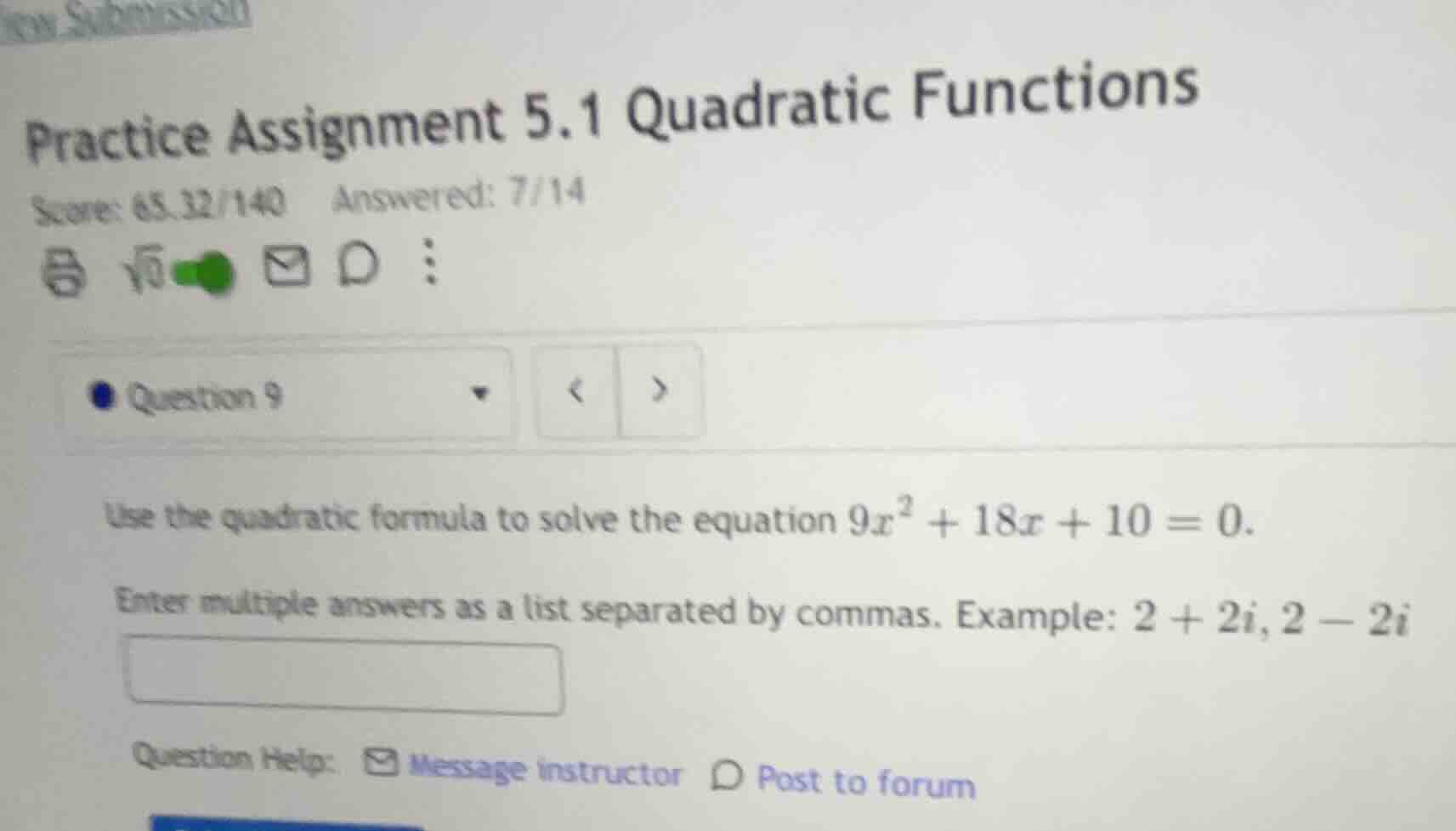 practice assignment 5.1 quadratic functions question 9 use the quadrati…