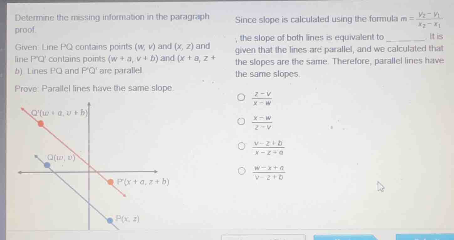 determine the missing information in the paragraph proof. given: line p…