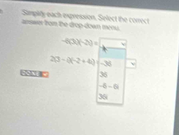 simplify each expression. select the correct answer from the drop-down …
