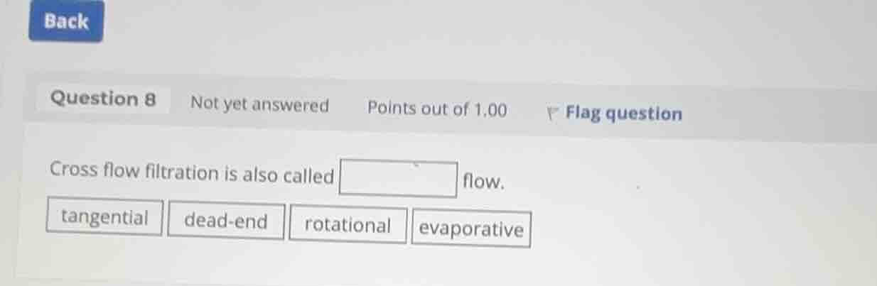 cross flow filtration is also called flow. tangential dead-end rotation…