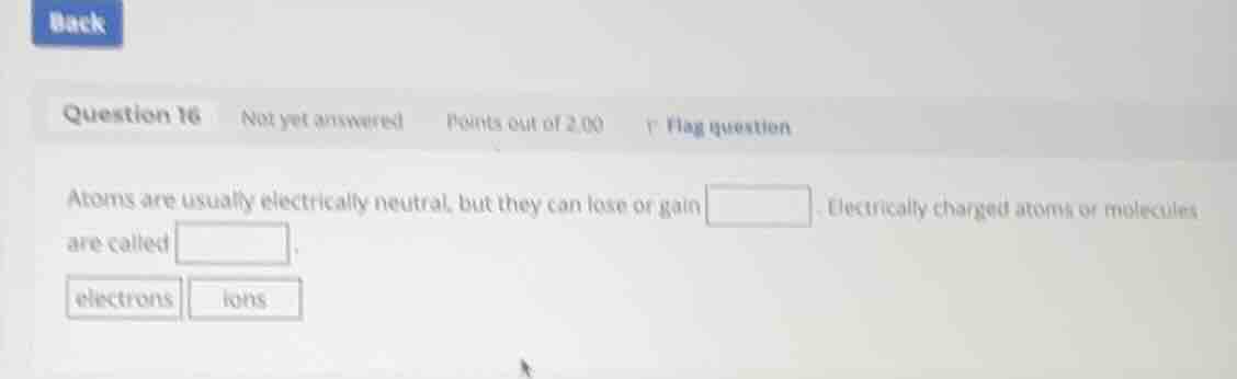 atoms are usually electrically neutral, but they can lose or gain . ele…