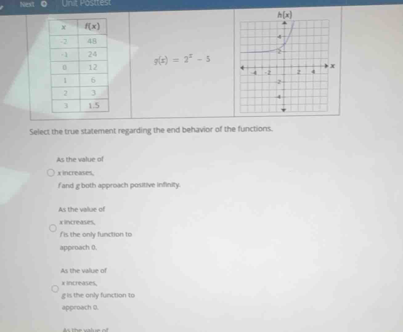 select the true statement regarding the end behavior of the functions. …