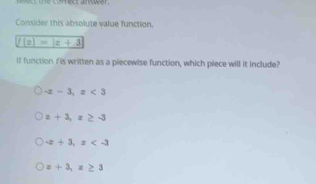 select the correct answer. consider this absolute value function. \\(f(…
