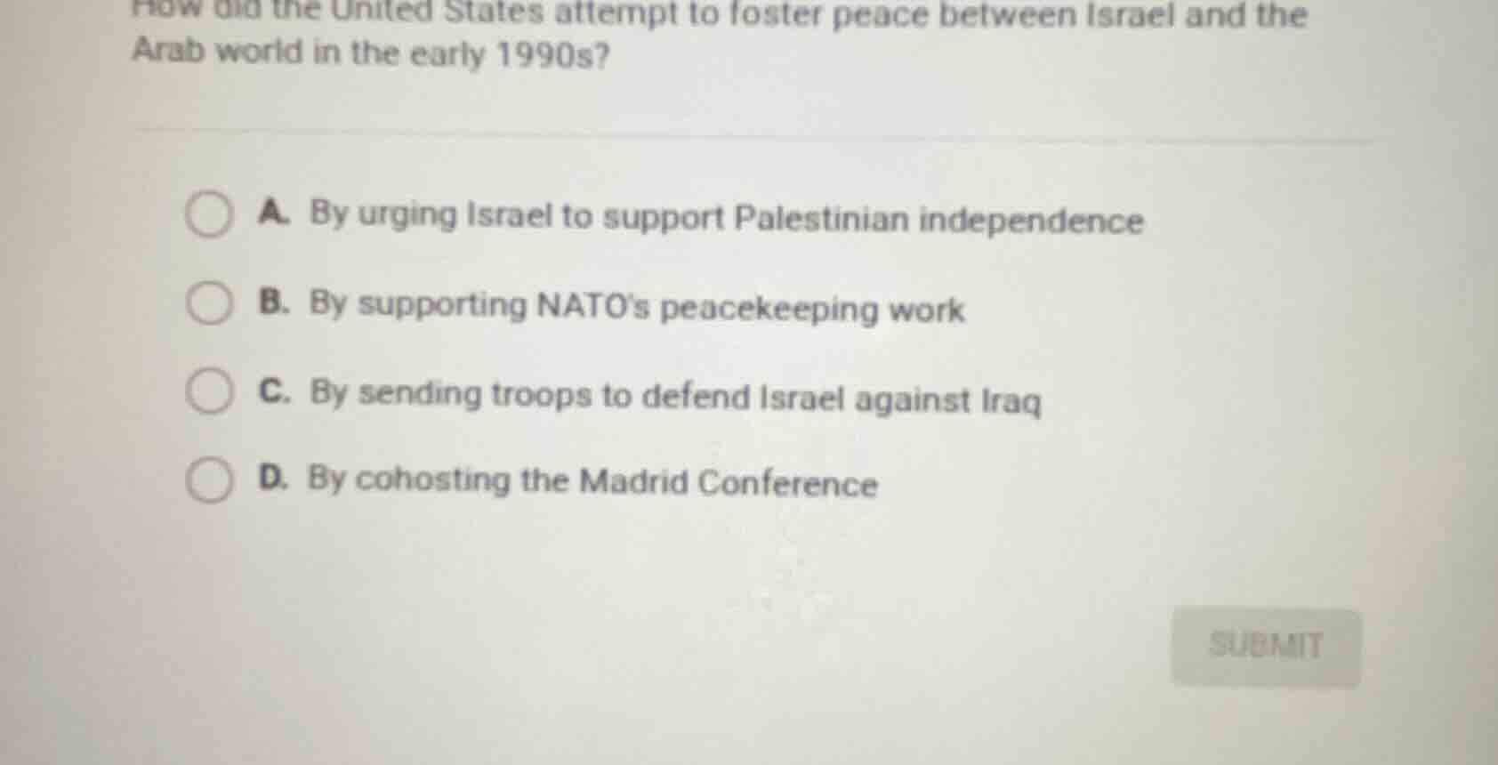 how did the united states attempt to foster peace between israel and th…