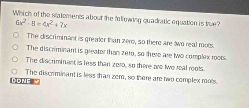which of the statements about the following quadratic equation is true?…