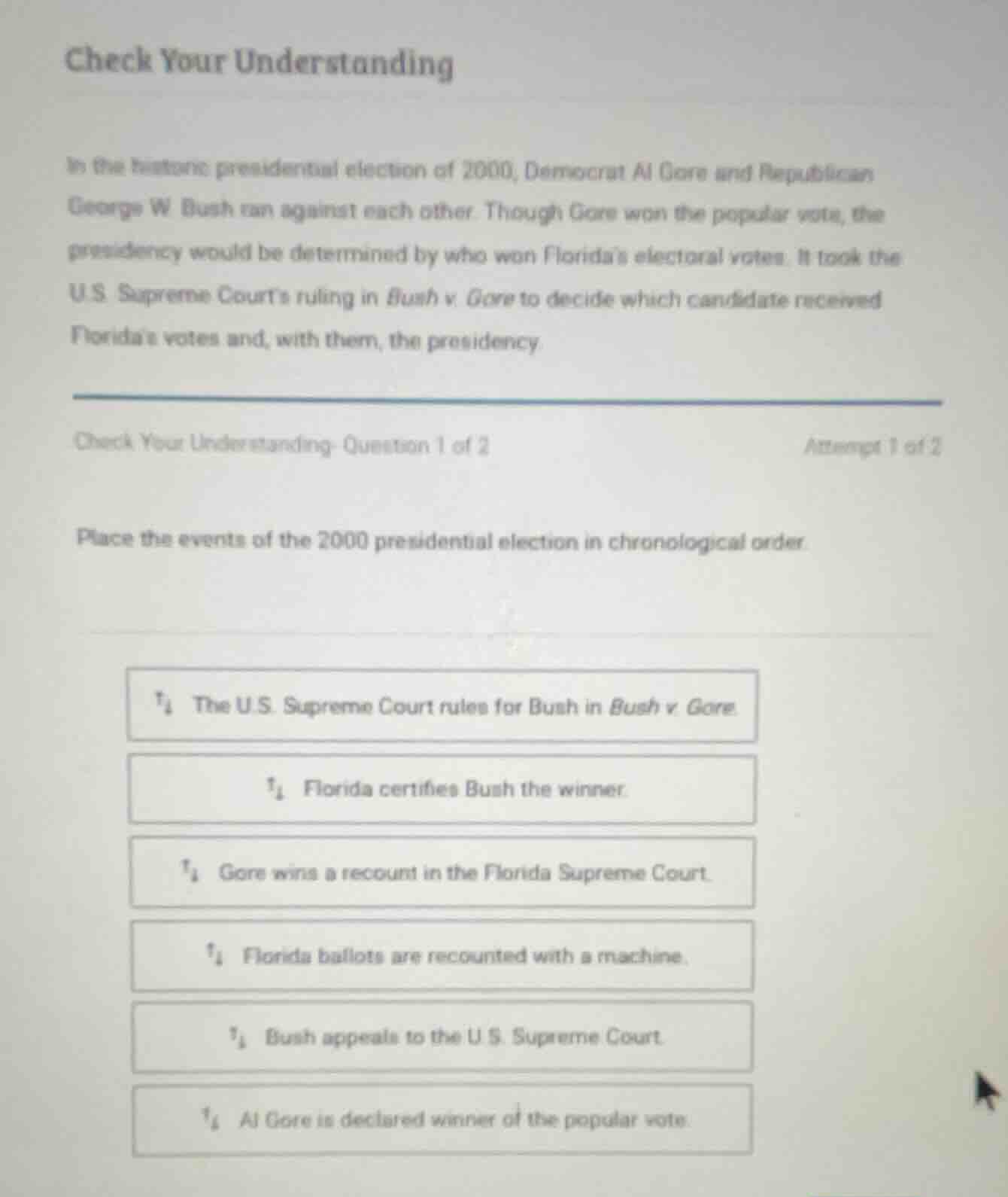 check your understanding in the historic presidential election of 2000,…