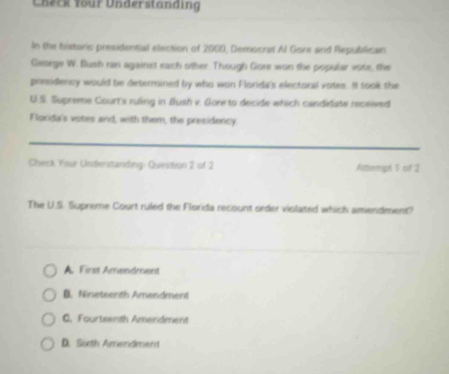 check your understanding in the historic presidential election of 2000,…