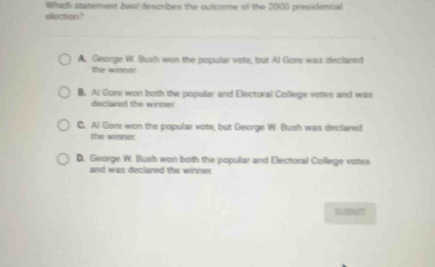 which statement best describes the outcome of the 2000 presidential ele…