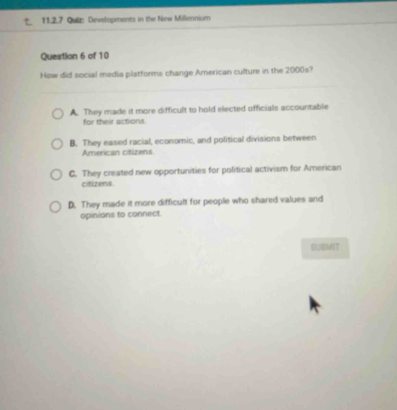 question 6 of 10 how did social media platforms change american culture…