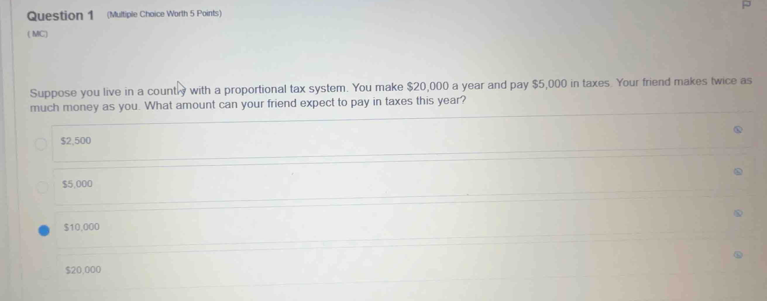 question 1 (multiple choice worth 5 points) (mc) suppose you live in a …