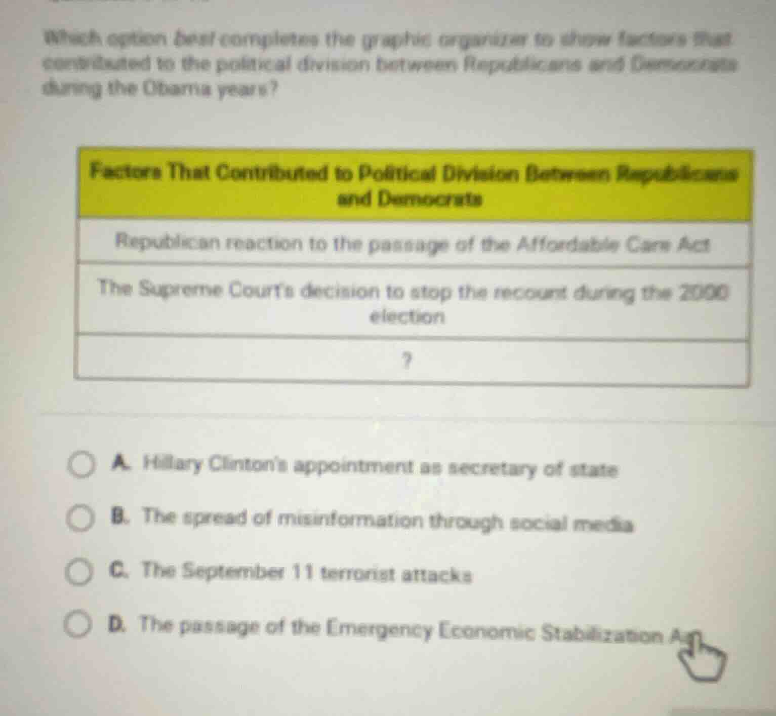 which option best completes the graphic organizer to show factors that …