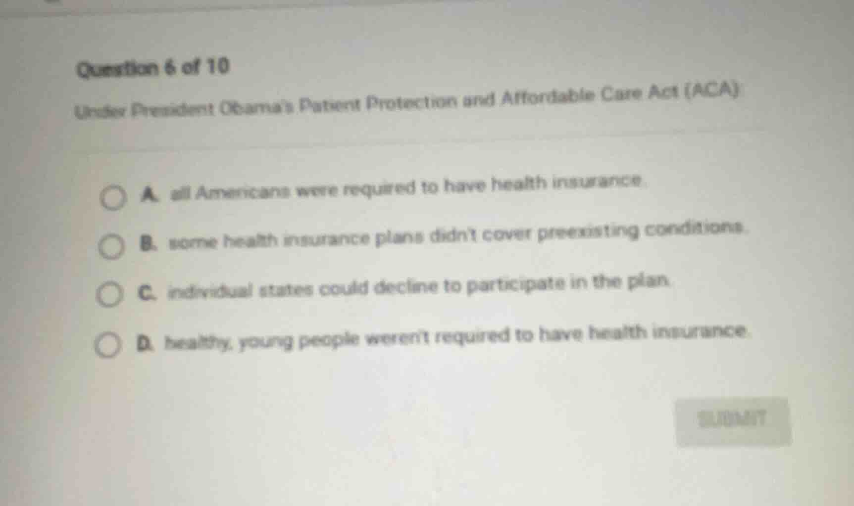 question 6 of 10 under president obamas patient protection and affordab…