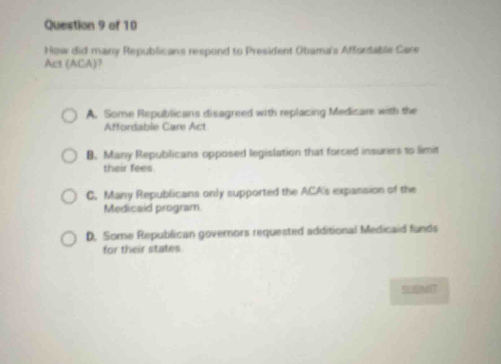 question 9 of 10 how did many republicans respond to president obamas a…