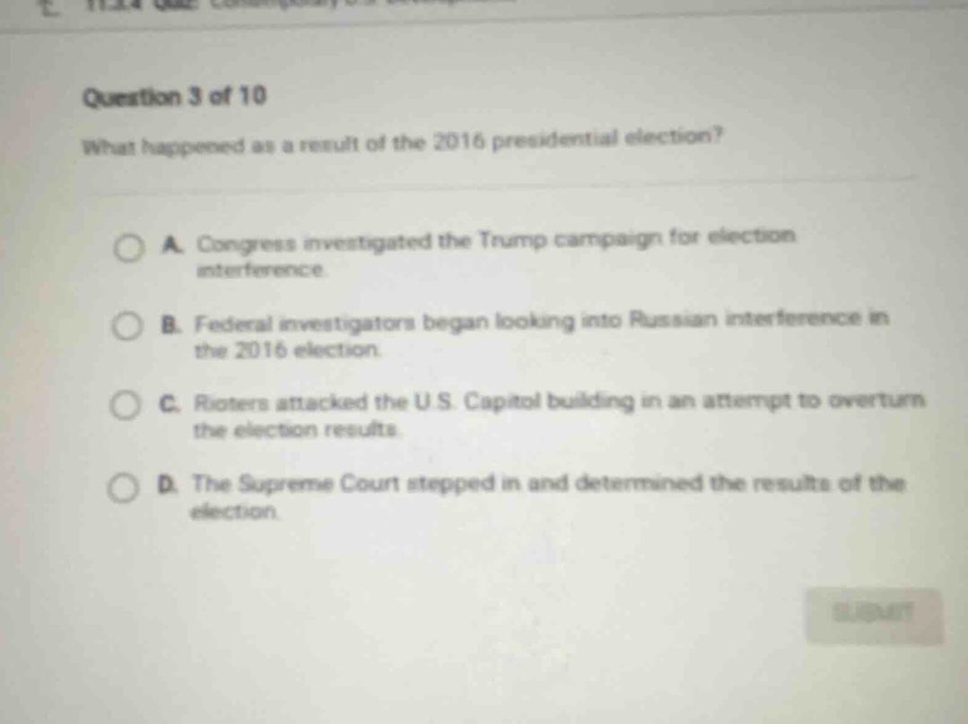 question 3 of 10 what happened as a result of the 2016 presidential ele…