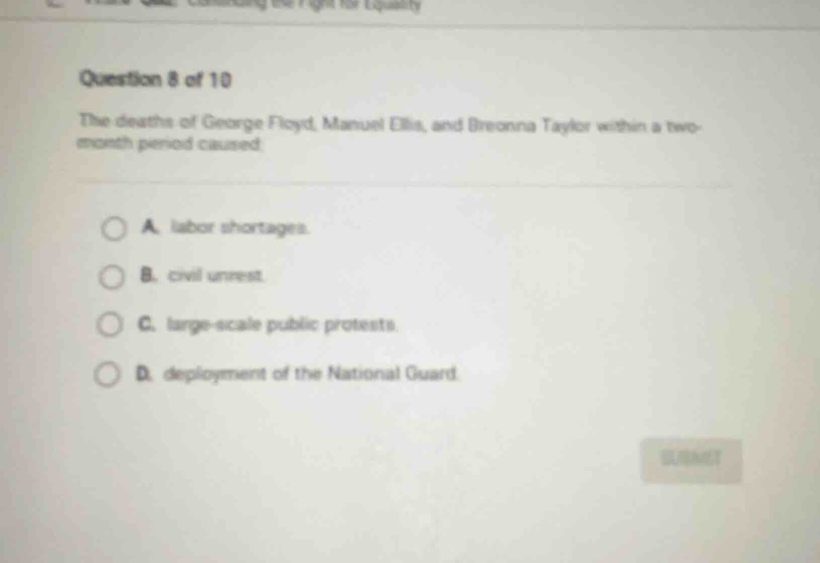 question 8 of 10 the deaths of george floyd, manuel ellis, and breonna …