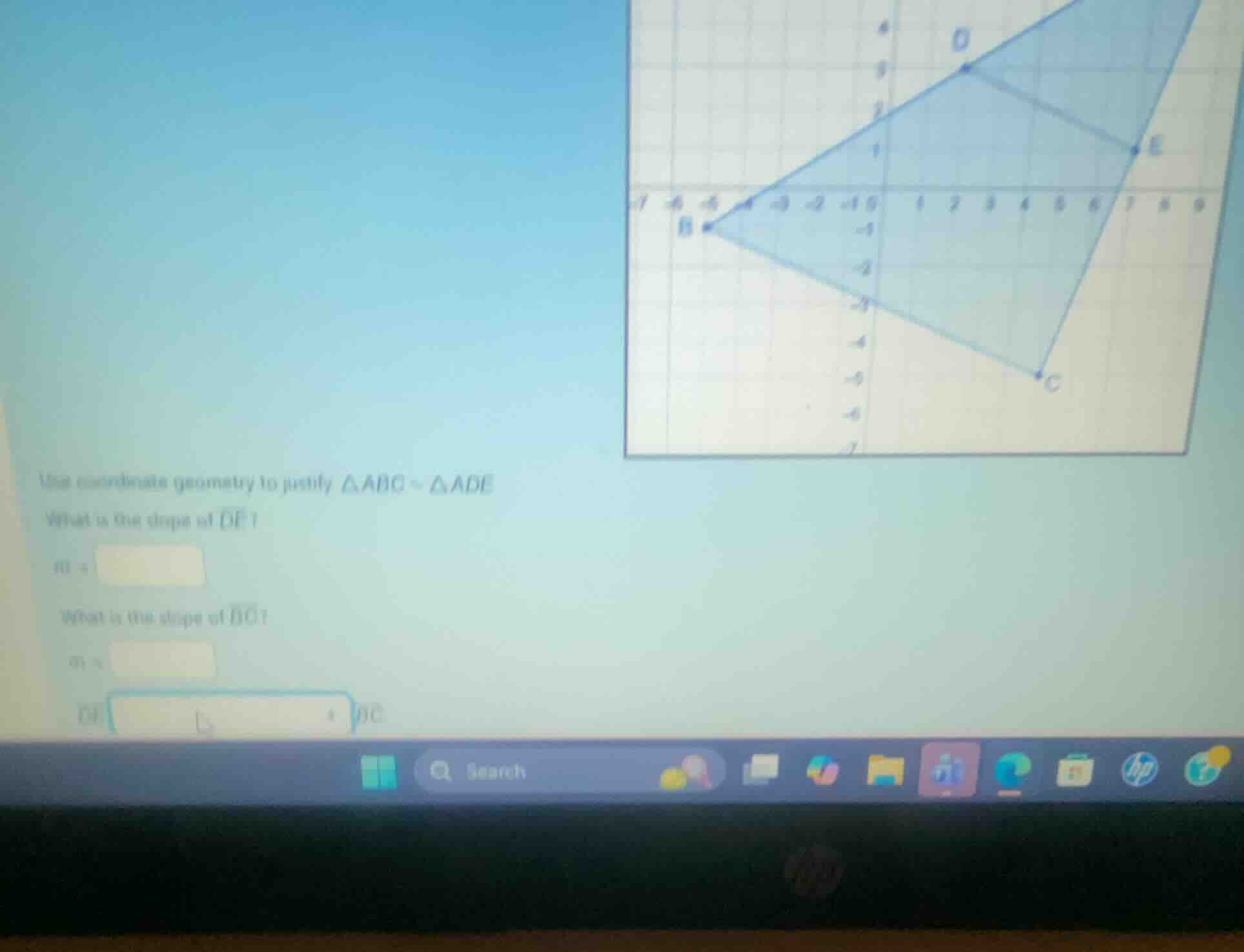 use coordinate geometry to justify \\(\\triangle abc \\sim \\triangle a…