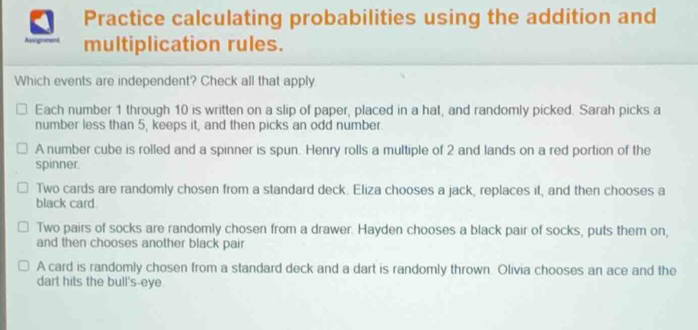 practice calculating probabilities using the addition and multiplicatio…