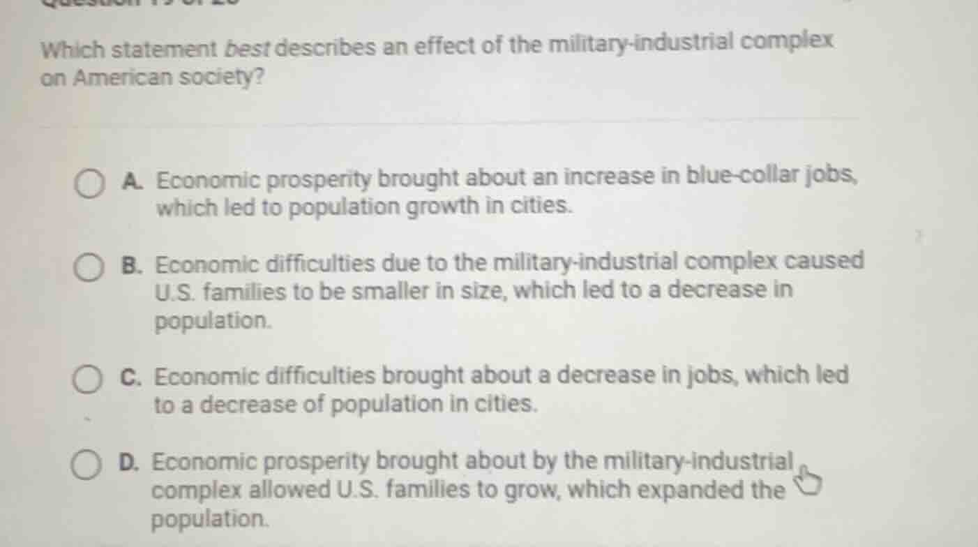 which statement best describes an effect of the military-industrial com…