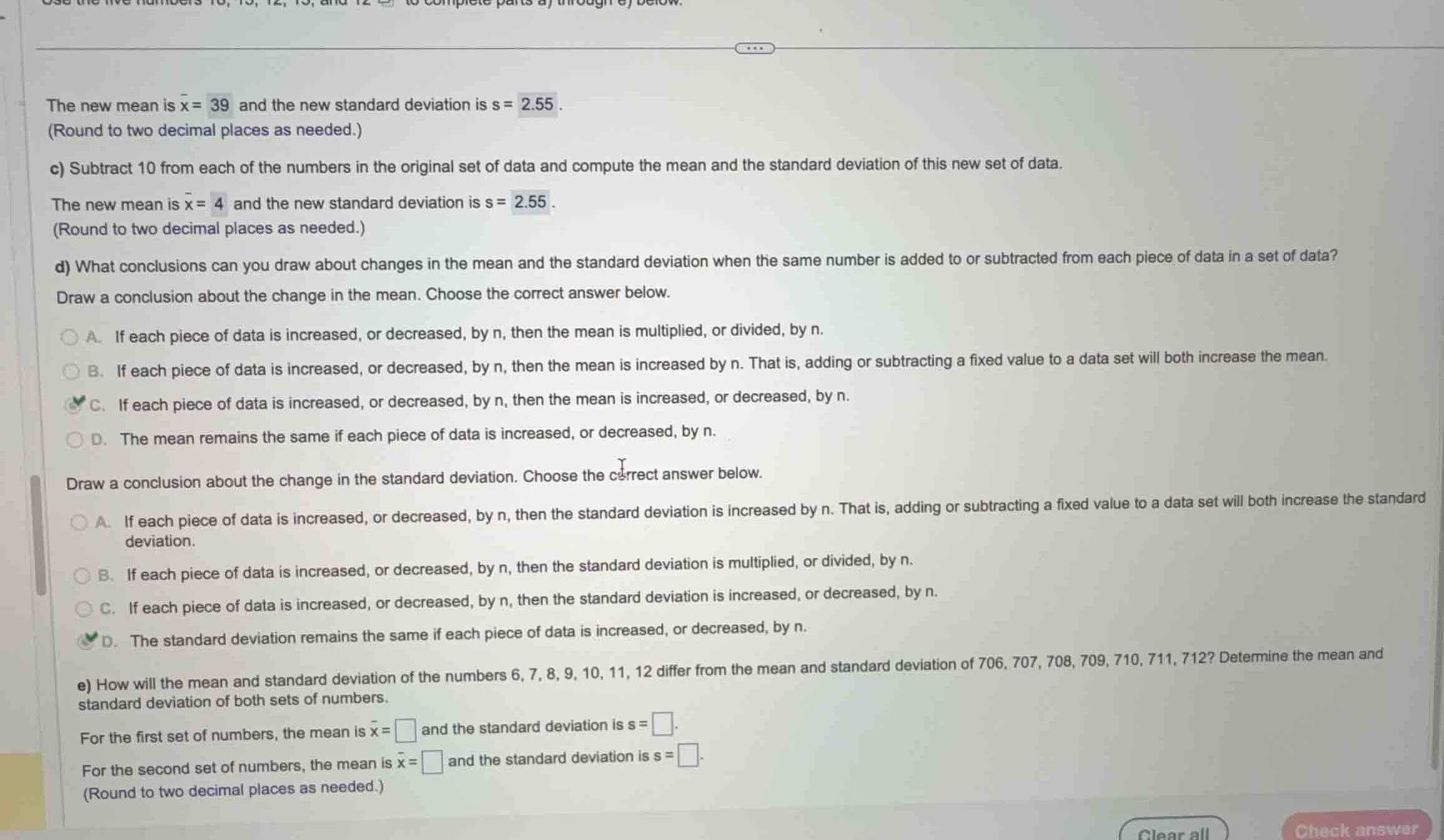 use the five numbers 16, 15, 12, 13, and 12 to complete parts a) throug…