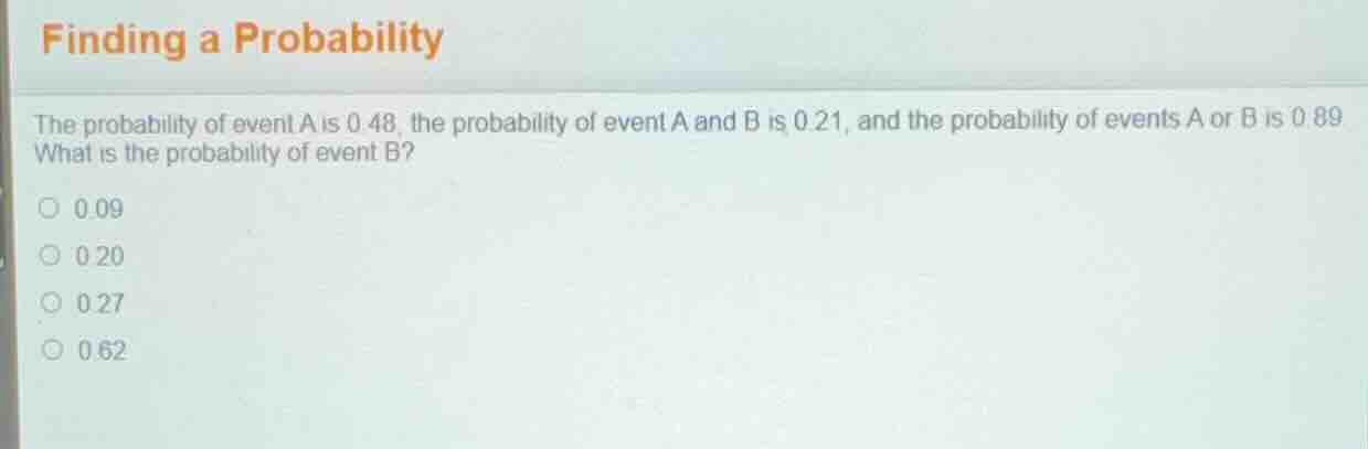 finding a probability the probability of event a is 0.48, the probabili…