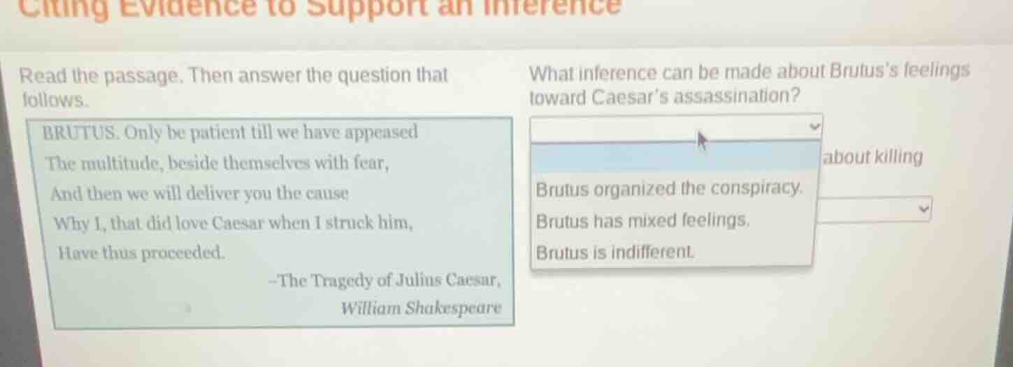 citing evidence to support an inference read the passage. then answer t…