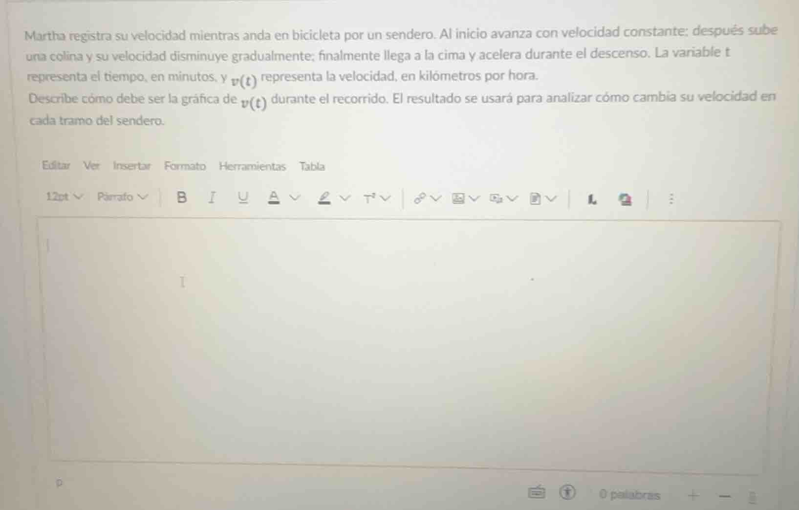 martha registra su velocidad mientras anda en bicicleta por un sendero.…
