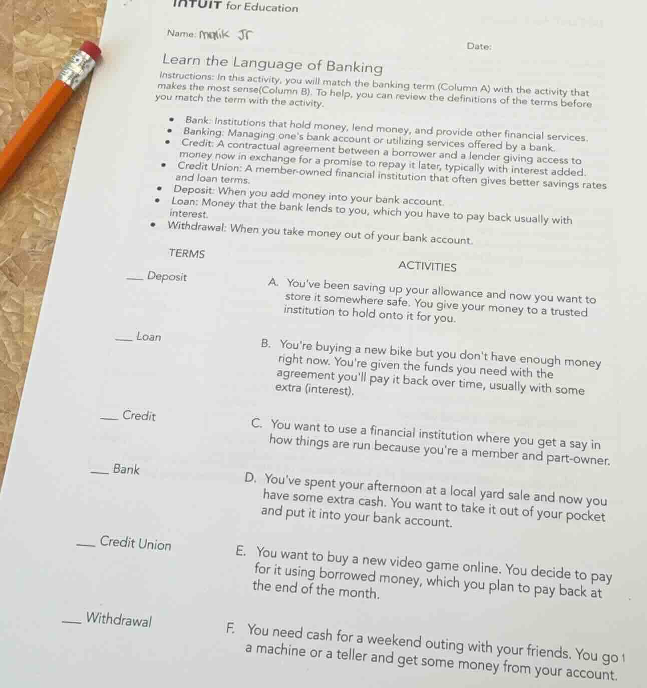 learn the language of banking instructions: in this activity, you will …