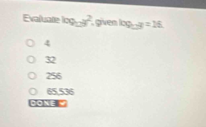 evaluate \\(\\log_{12} y^2\\), given \\(\\log_{12} y = 16\\). \\(\\bigc…